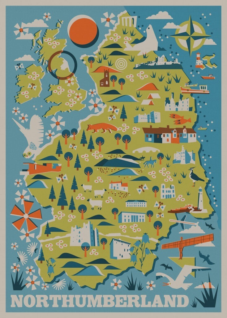 Northumberland Map - The Old School Gallery