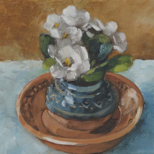 Primroses in a French Pot